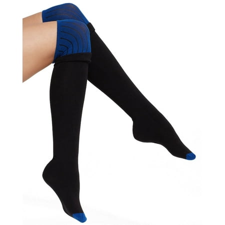 DKNY Hosiery Colorblock Knit Over The Knee Socks (Black W/Rhapsody)