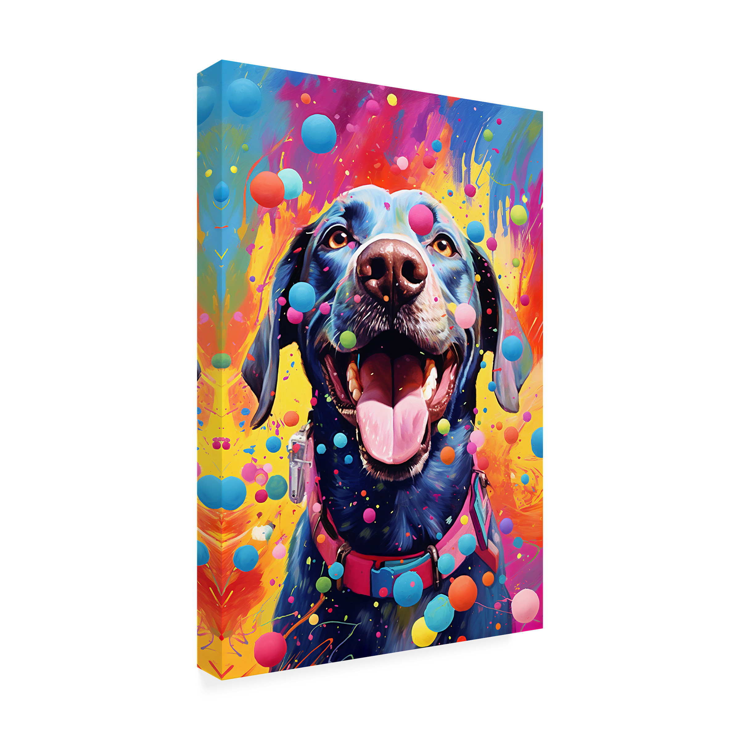 Canvas Wall Art - Ray Heere 'Happy Dog 9' Wall Art for Living Room, Bedroom, or Office Décor by Trademark Fine Art - 12 x 19 Inches