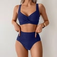 thumbnail image 2 of MIXUE Swim Suits for Women Solid Color Sexy Two Piece High Waist Bikini Sets for Women Swimwears Bathing Suits,Blue,L, 2 of 7