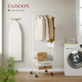 thumbnail image 2 of White Laundry Cart with Hanging , Rolling Storage Basket with Wheels, Multifunctional Laundry Hamper, 2 of 6