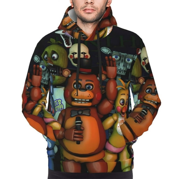 Saiise Five Nights At Freddy'S Men's Graphic Print Long Sleeve Drawstring Hoodie Pullover Sweatshirt-Medium