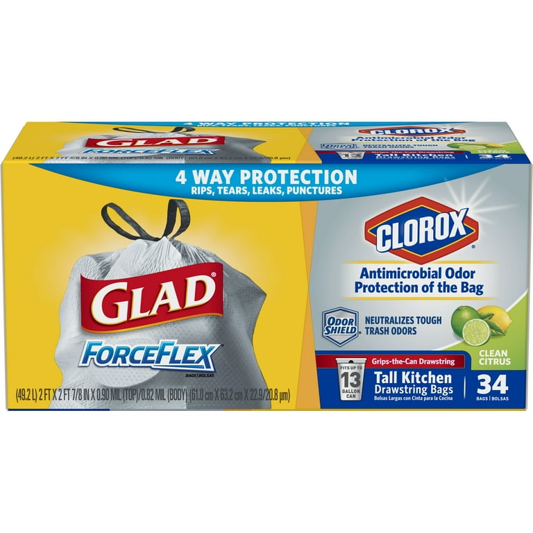 Glad 13 Gal. Tall Kitchen Handle-Tie Bags 50 ct (Pack