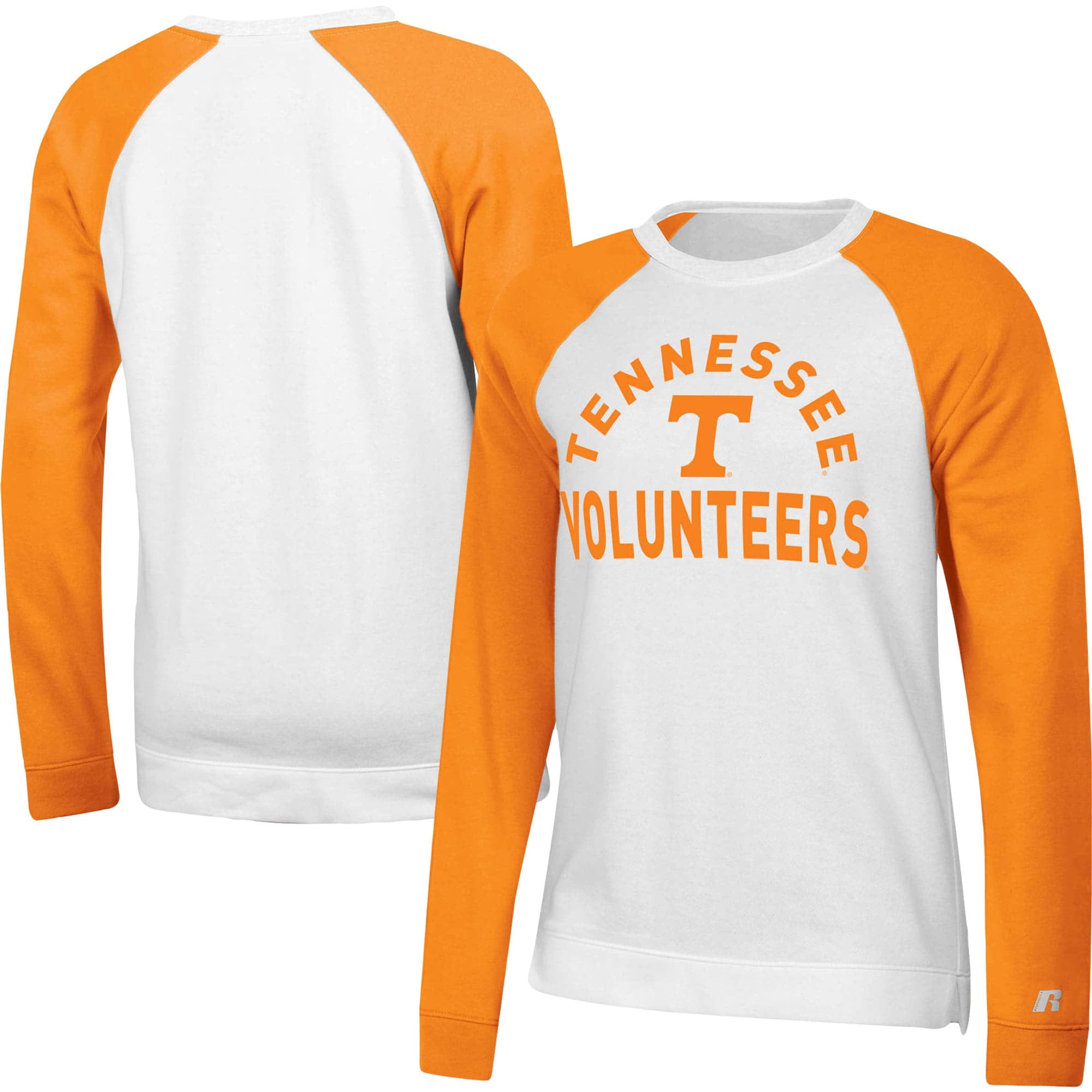Women's Russell Athletic White/Tennessee Orange Tennessee Volunteers Fleece Raglan Pullover