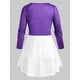 thumbnail image 3 of Camiseta de Talla Cruzado con Estampado de Mariposa de Color Bloque Rosegal Mangas largas de talla grande, 3 of 5