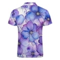 thumbnail image 5 of Purple Flowers Beautiful Men Zipper T-shirt Summer Casual Short Sleeve T-shirt Top, 5 of 7