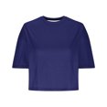 thumbnail image 5 of Tungbrin Women's Summer Crop Tops Half Sleeve Drop Shoulder Round Neck T-Shirts Solid Color Loose Comfy Casual Blouse, 5 of 7