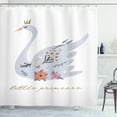thumbnail image 1 of Swan Shower Curtain, Delicate Abstract Bird with Floral Ornaments and Crown Little Princess, Fabric Bathroom Set with Hooks, 69W X 84L Inches Extra Long, Multicolor, by Ambesonne, 1 of 2