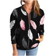 thumbnail image 4 of WXLWZYWL Women's Spring Fall Zip Up Jacket Fashion Random Print Casual Lightweight Coat without Hood, 4 of 6