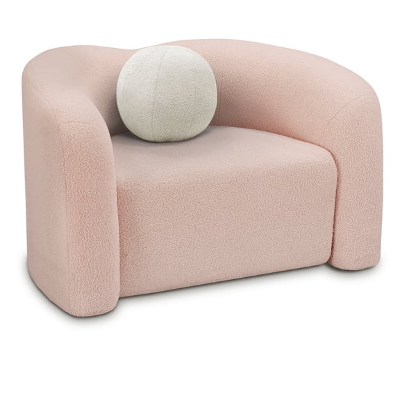 Meridian Furniture Kali Pink Faux Shearling Teddy Fabric Chair