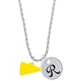 thumbnail image 1 of Delight Jewelry Acrylic 3/4" Yellow Megaphone Silvertone Script Initial Disc - R - Charm Necklace, 20"+3", 1 of 4
