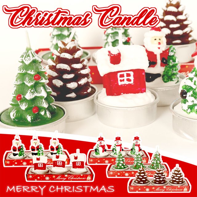 Fiudx Juego de Velas Navideñas con Diseño de Muñeco de Nieve de Papá Noel, Decoración Festiva, Seguras y de Larga Duración, para Celebraciones Navideñas, Bodas En Hoteles y Restaurantes, Juego de 3 P