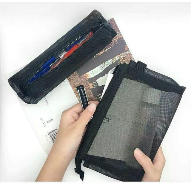 kkbbma Indispensables pour la Classe jusqu'à 65 % de Réduction, Grande Trousse à Crayons en Solde, 2 Pcs Trousse de Rangement en Maille Transparente pour Garçons Filles Étudiants Adultes