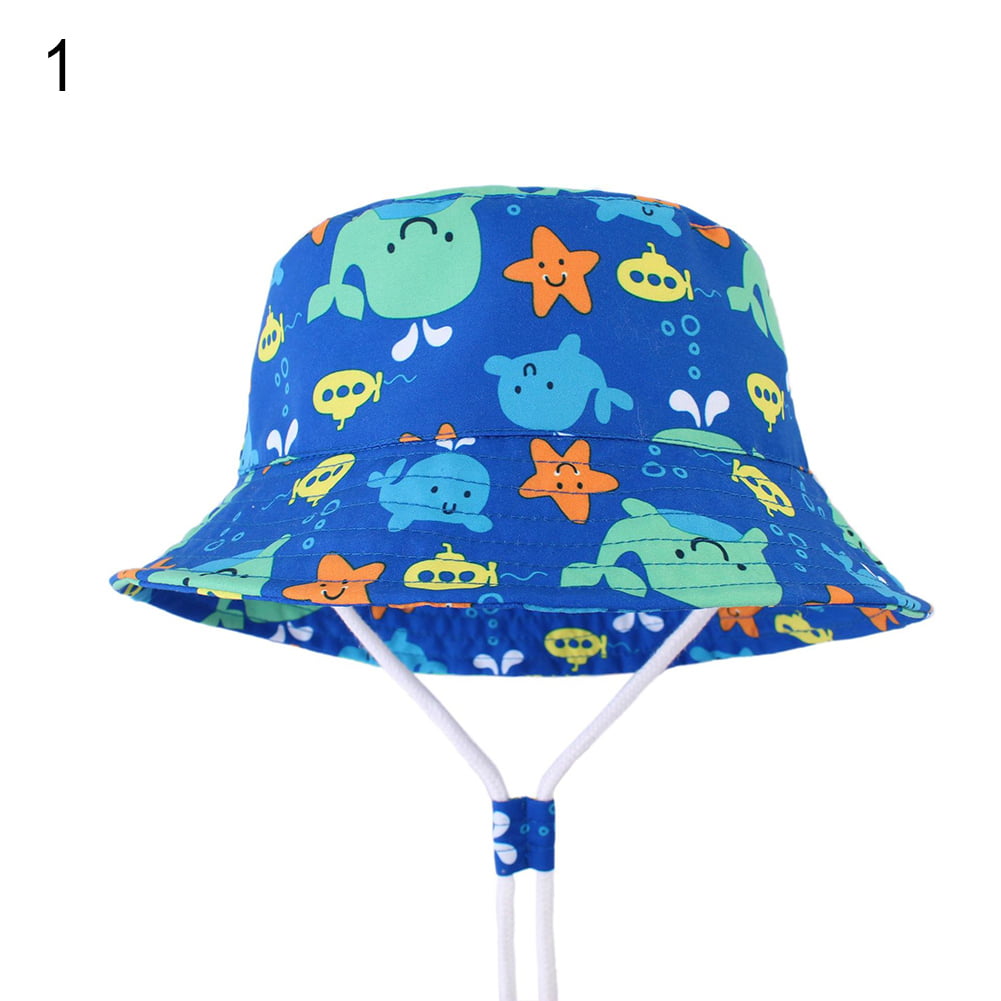 Meidiya Kids Cute Fish Pattern Print Sun Hat Foldable Bucket Hat