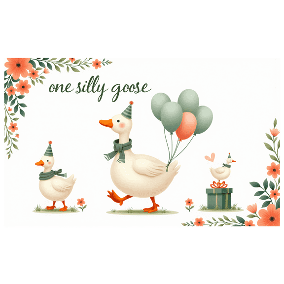 Cartoon Goose Birthday Banner Decorative Design Party Backdrop for Children's Celebration Outdoor Event