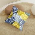 thumbnail image 5 of Spring Dahlia Flower Throw Pillows Cover 18x18 Inch Set of 2 Summer Yellow And Blue Geometric Floral Decorative Pillow Covers Farmhouse Linen Outdoor Pillowcases Decoration for Home Couch Sofa Decor, 5 of 6