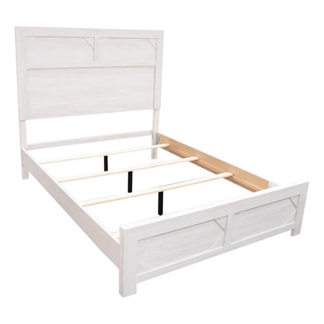 Lit Grand Moderne - Tête de Lit Haute avec Pied de Lit Bas - Bois Blanchi