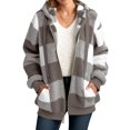 thumbnail image 5 of Shadoumai Plaid Fleece Jacket Women Sherpa Zip Up Hoodies Long Sleeve Flannel Jacket Trendy Winter Coats Outerwear, 5 of 5
