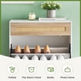 thumbnail image 4 of Slim 24-pulgada rattan flip-down compartments y cajón freestanding hidden shoe almacenamiento organizer con adjustable estantes in blanca, 4 of 8