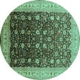 thumbnail image 1 of Ahgly Company Machine Washable Indoor Round Oriental Turquoise Blue Traditional Area Rugs, 3' Round, 1 of 4