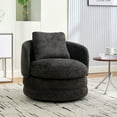 thumbnail image 2 of CQSXDA Round 30 Inch Swivel Barrel Accent Chair with Pillow, Chenille Upholstered Comfy Club Sofa for Living Room，Dark Gray, 2 of 10