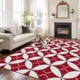 thumbnail image 2 of Large Area Rugs for Living Room Bedroom, Red Geometric 8'x10' Rug Washable Carpet Runner Indoor Outdoor, Vintage Rhombus Circle Texture Non Slip Floor Mats Rug for Kitchen, Patio, 2 of 8