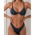 thumbnail image 2 of Women's Triangle Bikini Striped String Bikini Set 2 Piece Swimsuit Swimming Underwire Backless Cheeky Bathing Suit, 2 of 5