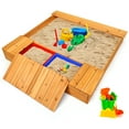 thumbnail image 1 of Costway Kids Cedar Sandbox w/ Canopy & Bench Seats Children Outdoor Playset Backyard, 1 of 9