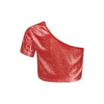 thumbnail image 2 of HULIJA Girls Dance Crop Tops One Shoulder Cropped Tank Kids Jazz Hip Hop Dance Shirts Metallic Cami Red 130, 2 of 4