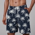 thumbnail image 2 of Hessimy Mens Swim Trunks Hawaiian Beach Shorts Quick Dry Board Shorts Bathing Suits Swimwear with Pockets,Hawaiian Style(Navy,XL), 2 of 5