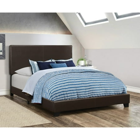 Contemporary Sleek Eastern King Bed - Dorian Upholstered Bed in Brown (Eastern King)
