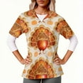 thumbnail image 2 of WMTBSRSW Thankgiving V Neck Scrub Tops for Women Stretchy Turkey Graphic Short Sleeve Scrub Shirts Funny Holiday Nurse Uniform with 2 Pockets, 2 of 6
