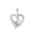 thumbnail image 2 of Mauli Jewels Engagement Necklace for Women 0.30 Carat Diamond Beautiful Heart Pendant 4 prongs 10K White Gold With 18'' Chain|Silver Chain, 2 of 7