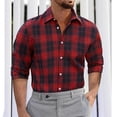 thumbnail image 2 of Shirts for Men Winter Fall Long Sleeve Fashion Fashionable Thin Stripe Slim Lightweight Breathable Button Down Plaid Lapel Formal Shirt Casual T-shirt Tops, 2 of 7