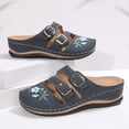 thumbnail image 6 of LTTVQM Orthopedic Sandals for Women Close Toe Arch Support Walking Slippers Slip On Floral Wide Width Sandals for Women Anti-Slip Breathable Sandal Summer Flat Sandals Navy 37(US-6.5), 6 of 8
