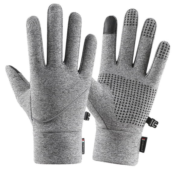Gloves for men cold weather Warm Gloves Men's Winter Riding Touch Screen Waterproof Plus Velvet Outdoor Sports Mountaineering Running Gloves Women's Non-slip Gray XL
