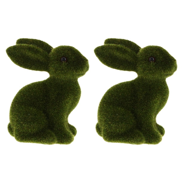 2 PPC acluciendo un animal simulado de muebles de conejo pequeños decoración de muebles de conejo (verde)