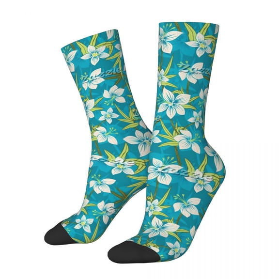 Tropical Floral Socks Autumn Anaina Hou Hawaiian Stockings Trendy Women Men Warm Socks Des