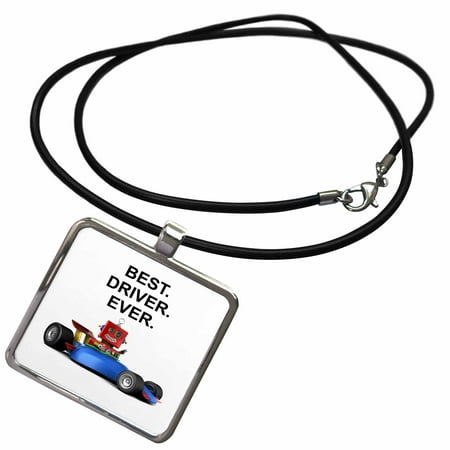 3dRose Best Driver Ever funny toy robot in a race car - Necklace with Pendant (Best Female Race Car Drivers)
