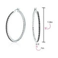 thumbnail image 4 of Bling Jewelry Womens Bridal Pink White Black CZ Hoop Earrings Pave Thin Inside Out 1.75 Inch Silver, 4 of 5