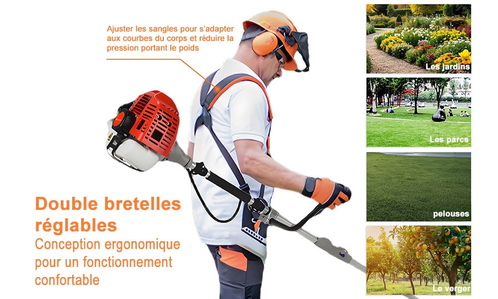 Floseru 52cc Weed Wacker Gas Powe, 2 in 1 Gas String Trimmer/Edger Brush Cutter,Multi Yard Care Tools,Rubber Handle & Shoulder Strap Included, Lightweight Design