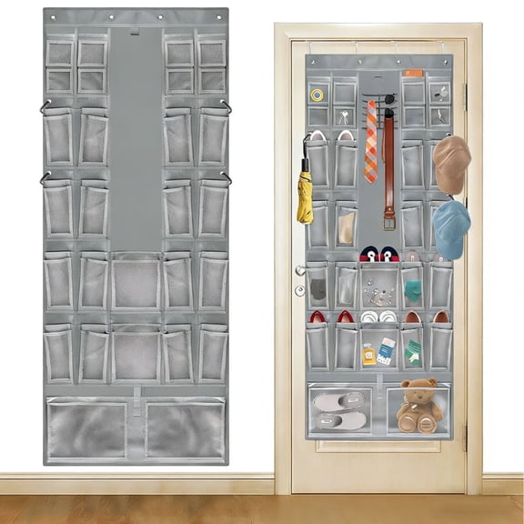 Boczif 52 Pocket Over the Door Shoe Organizer Up to 40 Pounds Behind The Door Hanging Storage Holder for Closet Bedroom Utility Room