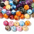 thumbnail image 5 of Lava Beads Round Loose Marble Beads in Ink Patterns Chakra Beads with Spacer Beads Pendants Jewelry Necklace Bracelet Making for Adult Kids DIY Orange 8mm About 100pcs, 5 of 5