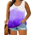 thumbnail image 2 of AherBiu Plus Size Tank Tops for Women Button Crewneck Sleeveless Tshirts Tie-Dye Summer Top Tees Blouse, 2 of 5