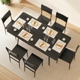 thumbnail image 3 of Noelse 63"Extendable Dining Table Set for 4-6 People, 7-Piece Space-Saving Kitchen, Living Room Table with 6 Chairs, Black, 3 of 11