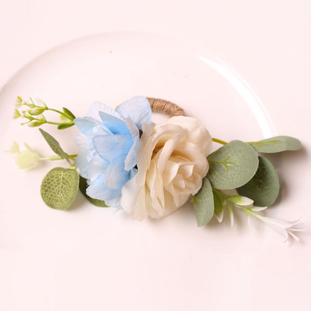 Simple Rose Napkin Ring Eucalyptus Napkin Buckle Handicraft Flower Napkin Ring Table Decor