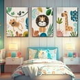 thumbnail image 2 of 3Pcs Framed Safari Animals Canvas Wall Art Prints Picture Boy Girl''s Kids RoomWall Decor for Classroom Shower Theme Decorations Nursery Baby Children''s Room Bedroom Ready to Hang (12"x16"x3), 2 of 6