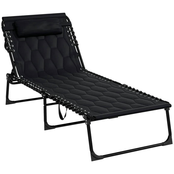 Topcobe Space-Saving Reclining Chaise Lounge, 25.6" x 74" x 14.2", Perfect for Outdoor Relaxation and Indoor Seating, Black