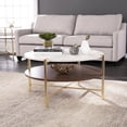 thumbnail image 7 of Ardmillan 2-Tier Round Faux Marble-Top Cocktail Table in Brass/Dark Tobacco, 7 of 7