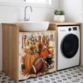 thumbnail image 3 of Pumpkin Football Fall Cabinet Curtain 35"Wx35"L,Dustproof Under Sink Skirt W/ Self Adhesive Tape,Thanksgiving Sunflower Maple Beige Cabinet Curtain Cover for Kitchen Sink,Bathroom Vanity,Laundry Room, 3 of 9