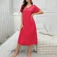 thumbnail image 2 of Hrsba Women's Sleepwear Dress Short Sleeve Solid Color Mid Calf Length Nightgown for Women, 2 of 5